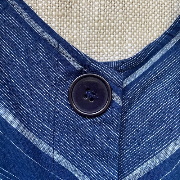 Angie Blue Stripe Wide Leg Coastal Nautical Light Cotton Strap Jumper- Sz-M - Picture 3 of 13